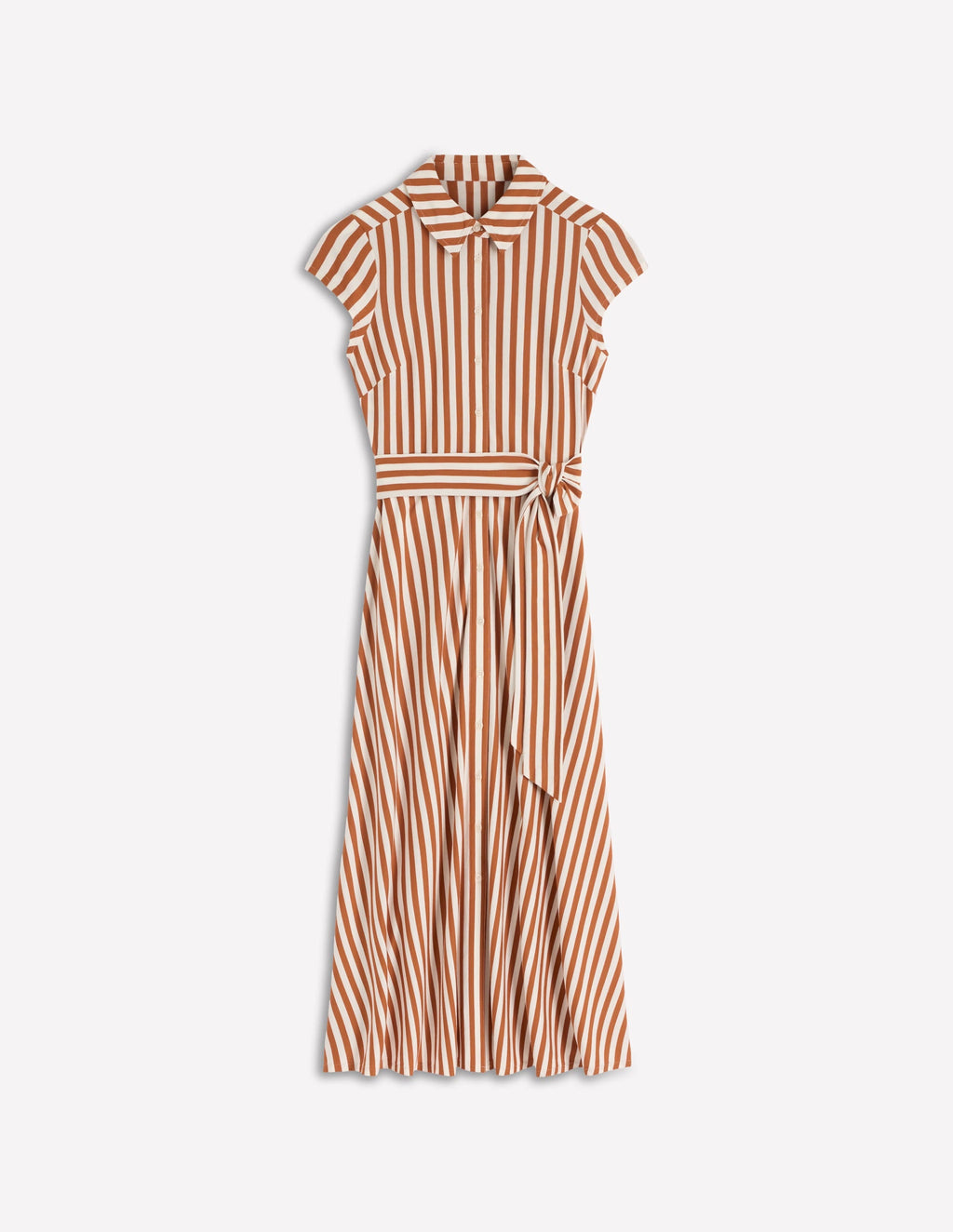 Marcia Jersey Shirt Dress-Cognac and Ivory Stripe