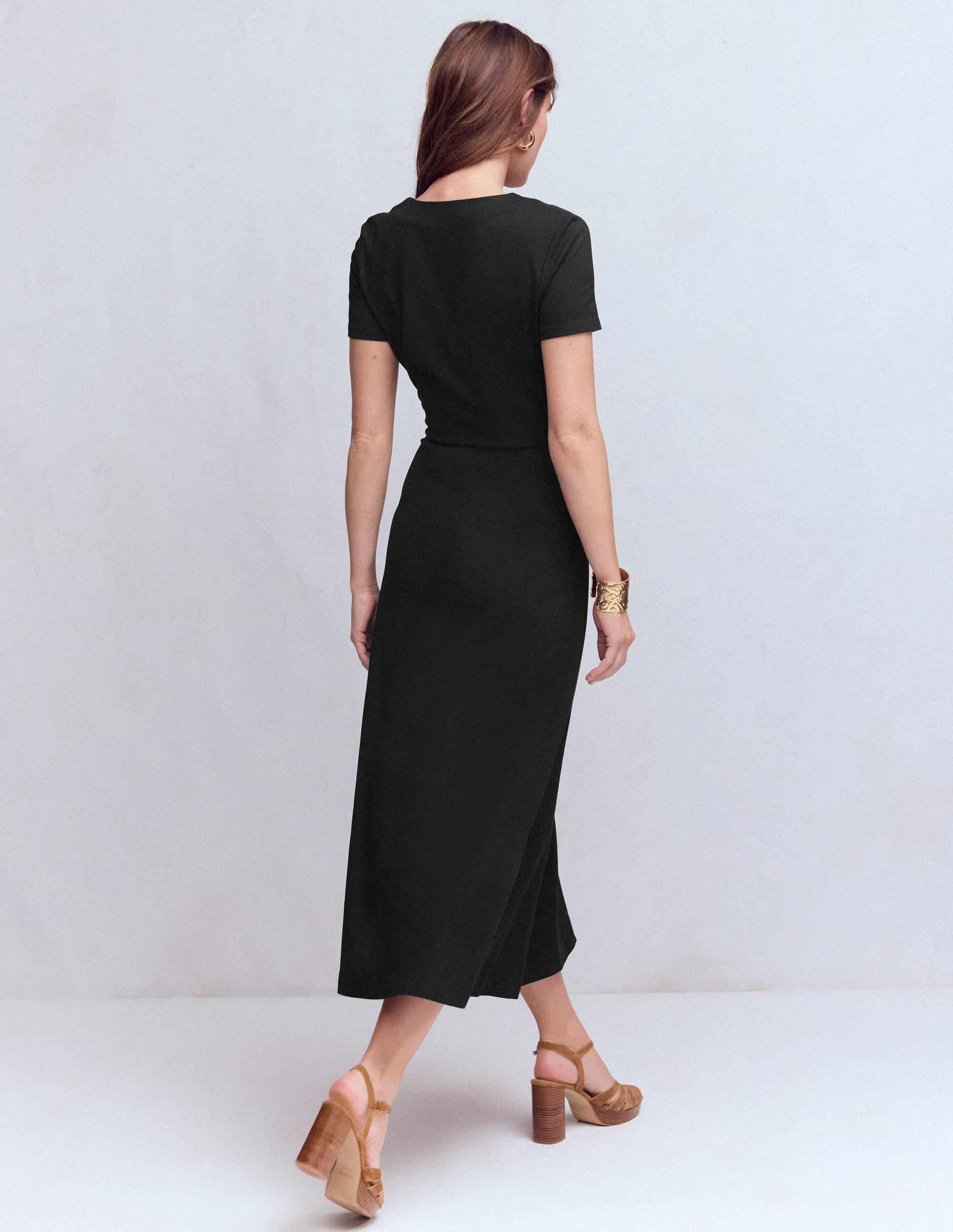 Una Ruched Front Ponte Dress-Black