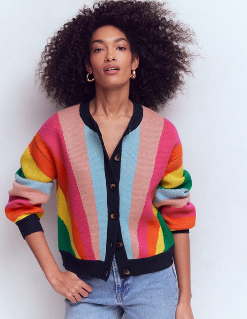 Abi Jacquard Cardigan-Multi Rainbow