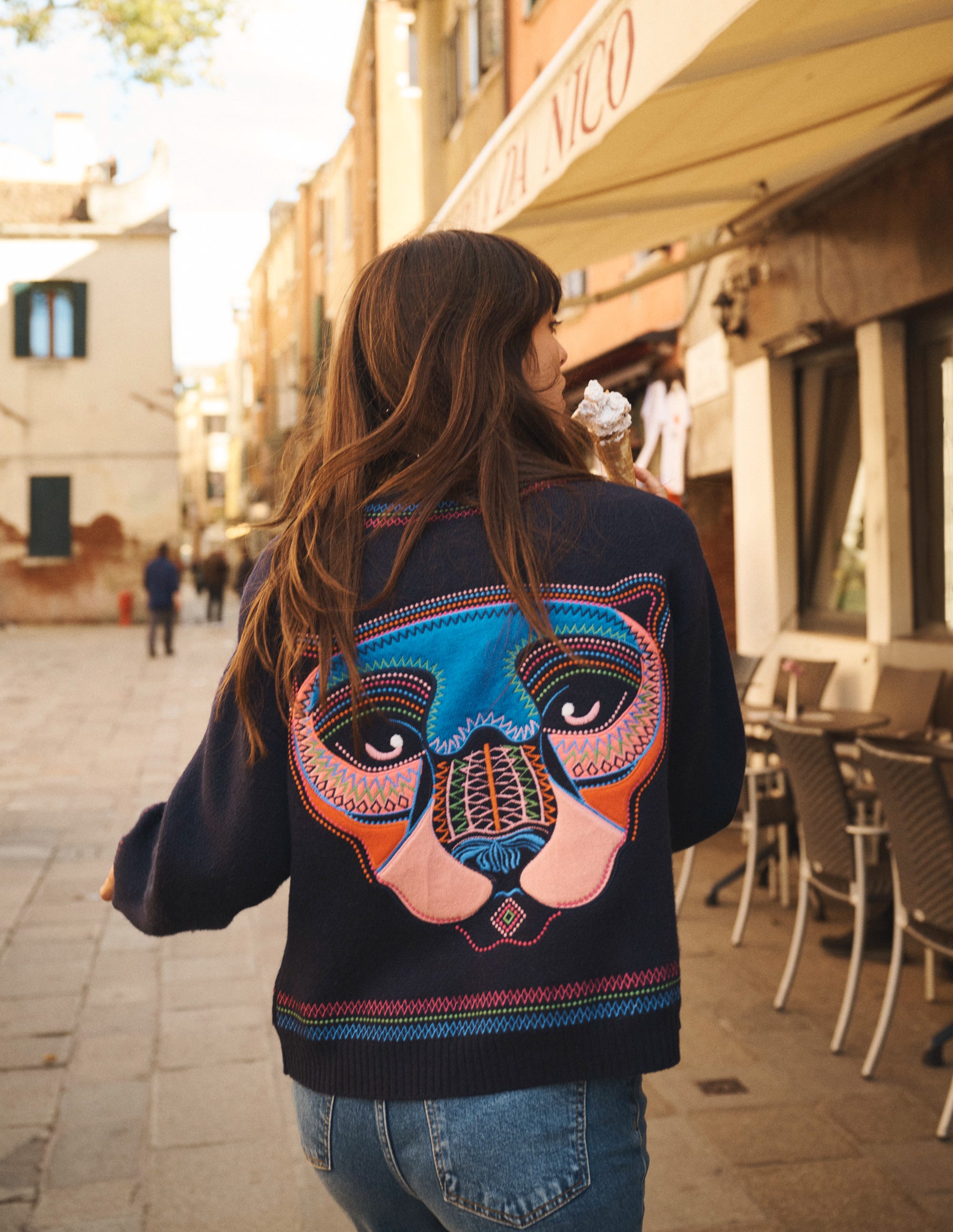 Abi Jacquard Cardigan-Navy, Tiger