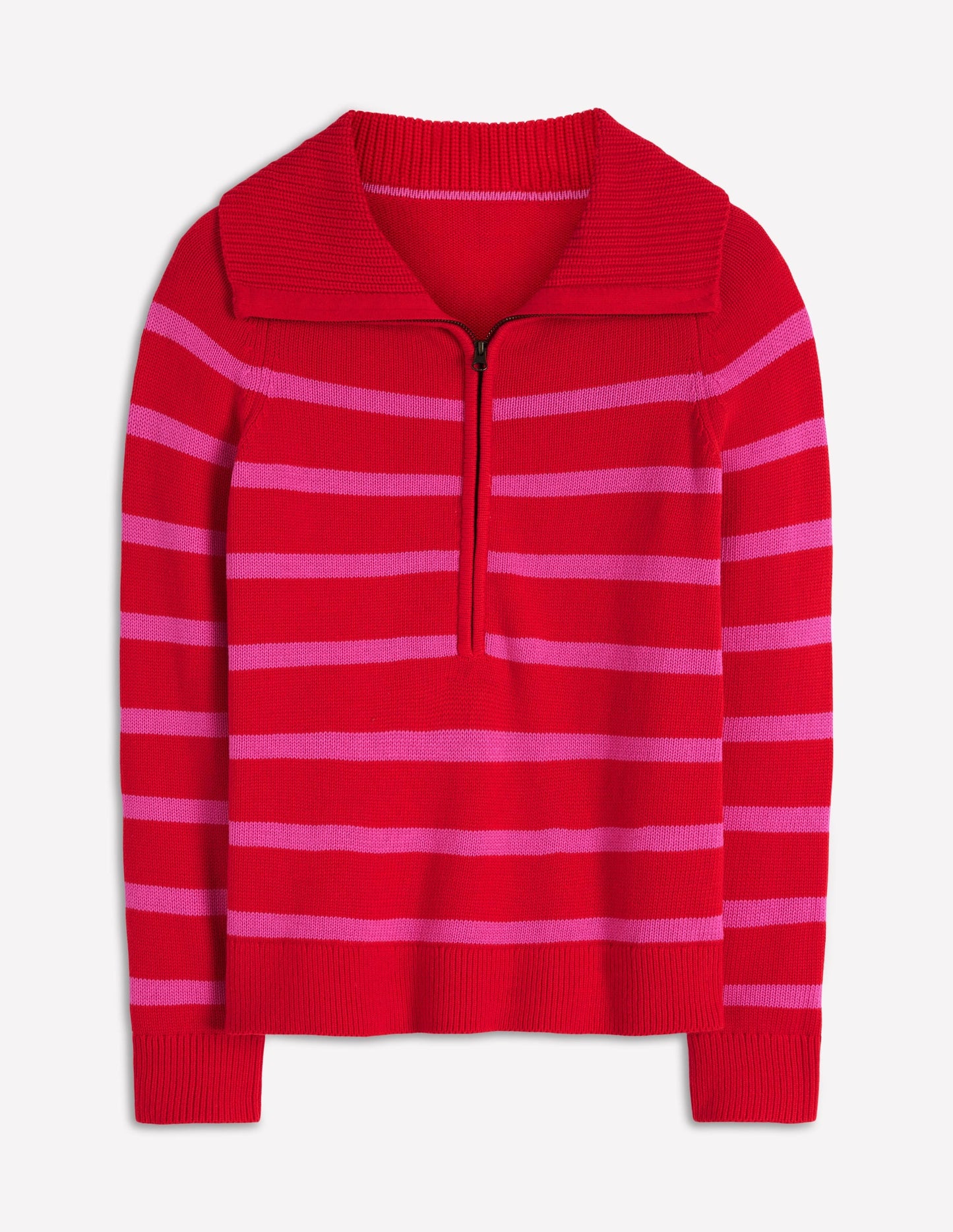 Lucy Half Zip Sweater-Pink/ Red