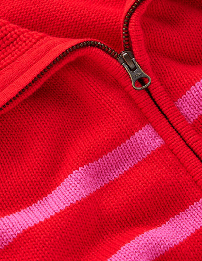 Lucy Half Zip Sweater-Pink/ Red