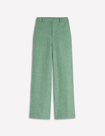 Belgravia Linen Pants-Aloe Green Chambray
