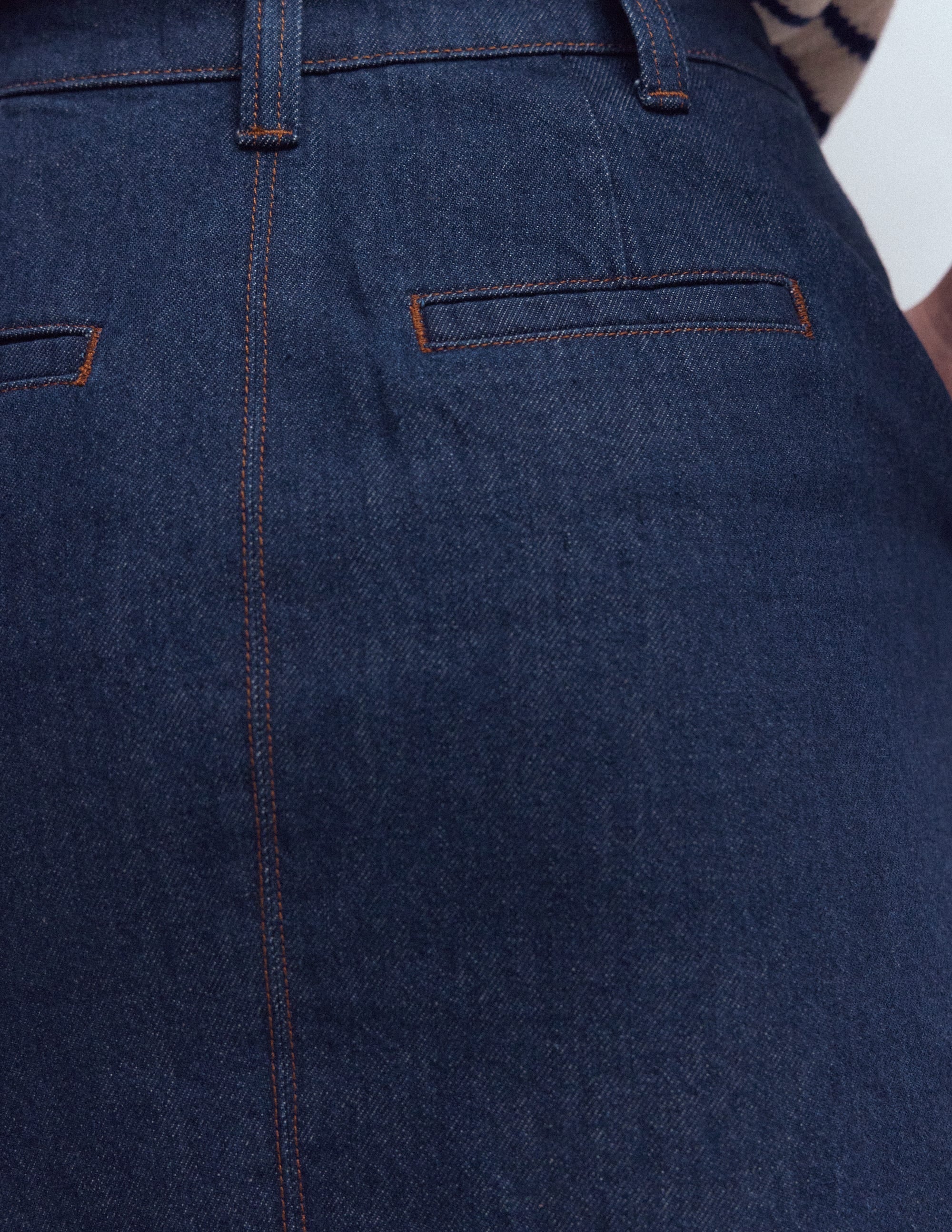 Straight Denim Skirt-Indigo