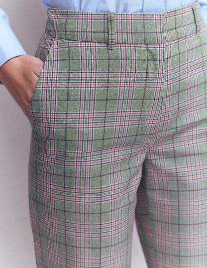 Canonbury Tailored Pants-Green, Pink and Brown Check