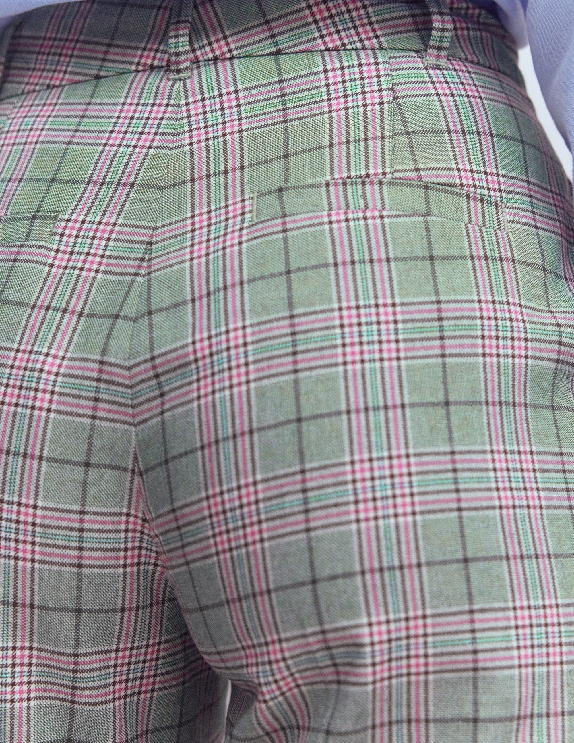 Canonbury Tailored Pants-Green, Pink and Brown Check