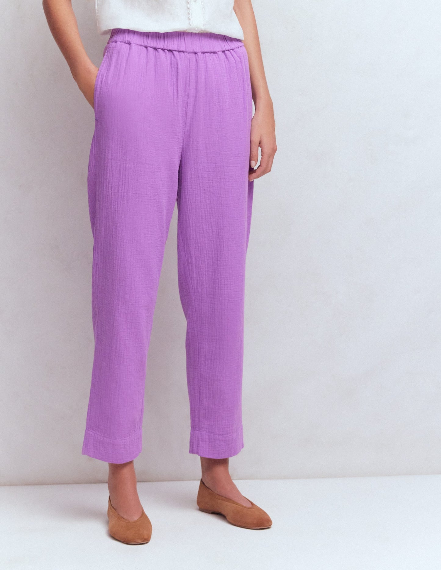 Double Cloth Crop Pants-Amethyst Purple