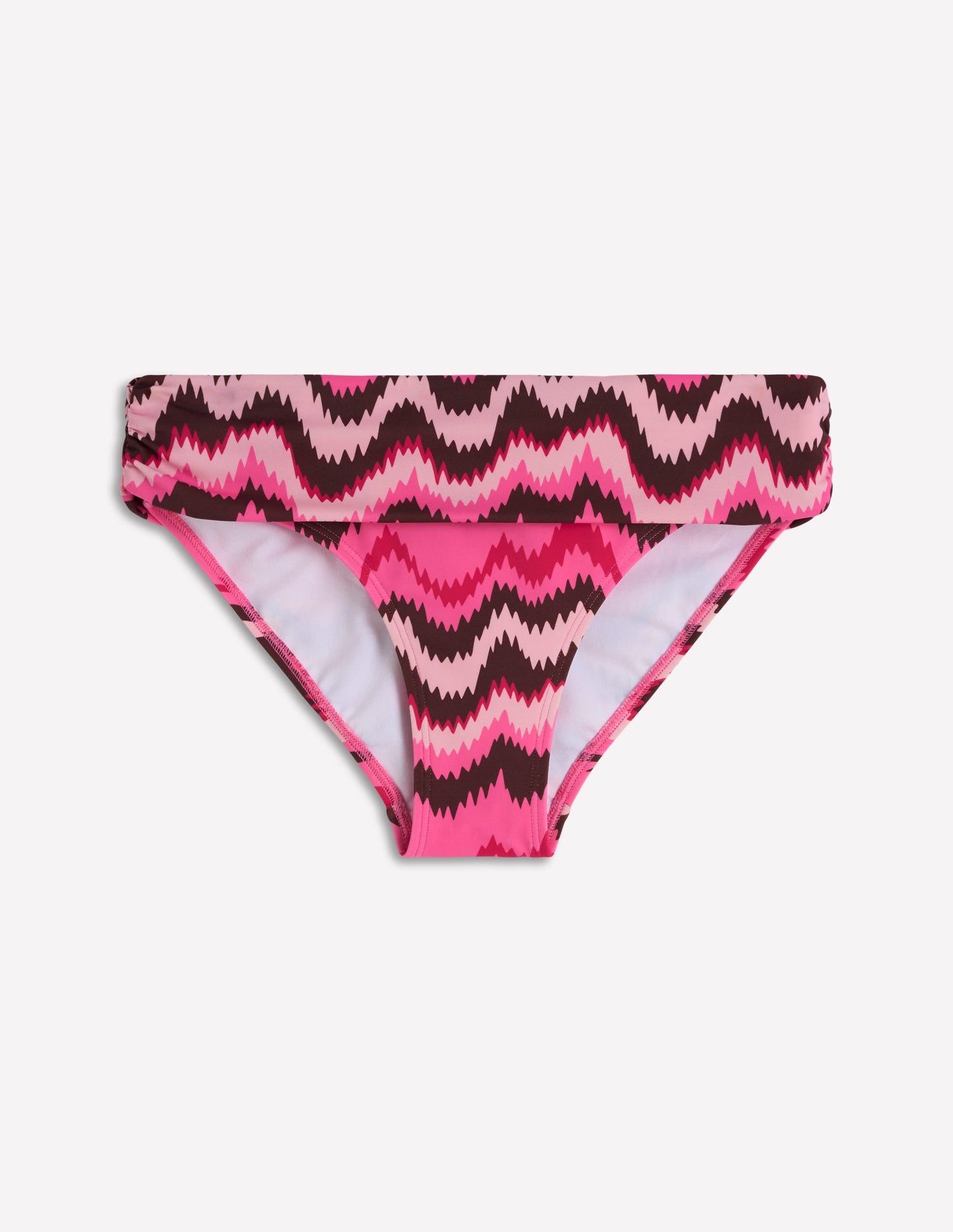 Classic Fold Bikini Bottoms-Pink, Zig zag Wave