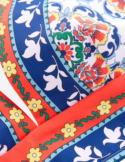 Porto V-neck Bikini Top-Multi, ornamental trellis