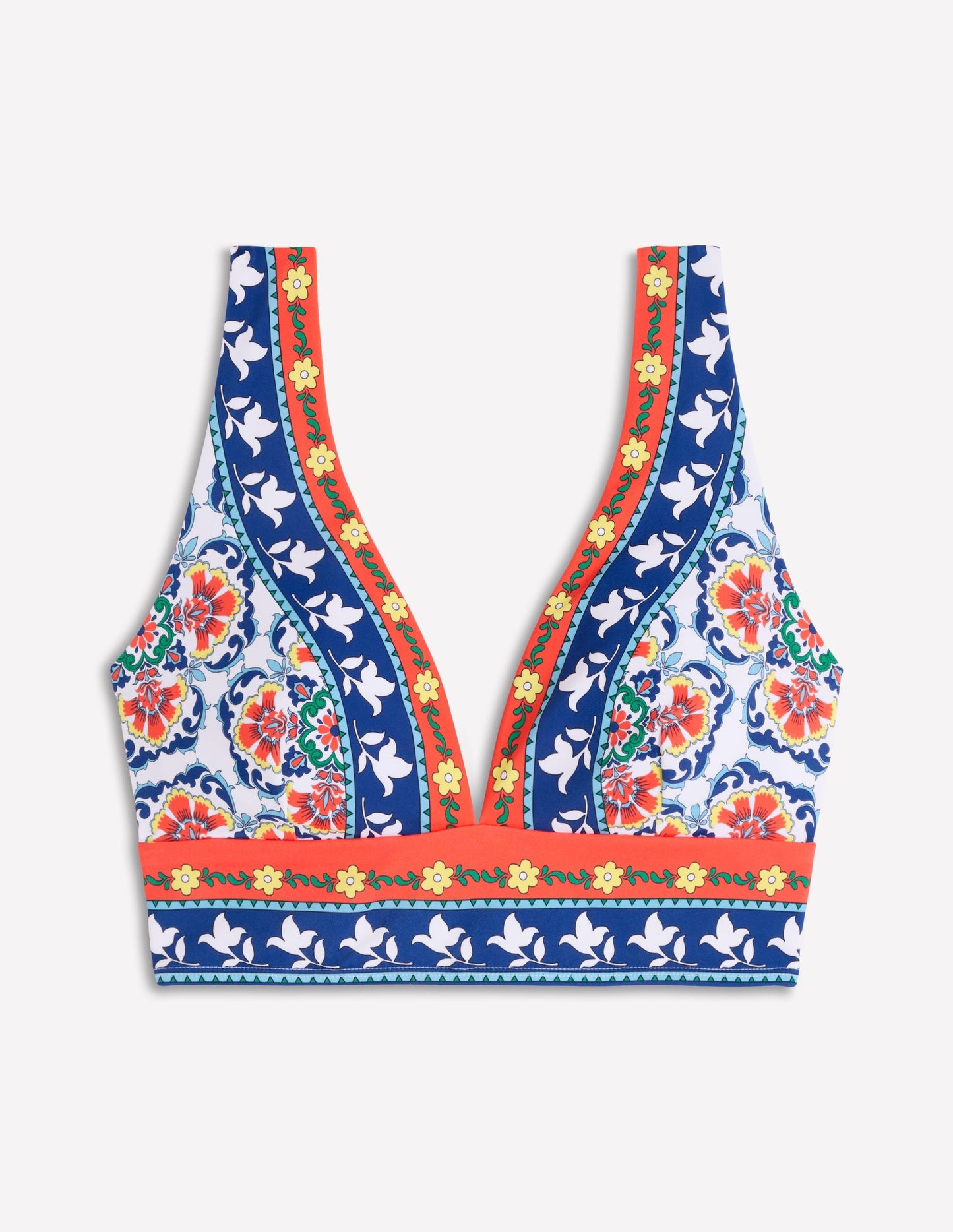 Porto V-neck Bikini Top-Multi, ornamental trellis