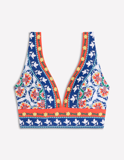 Porto V-neck Bikini Top-Multi, ornamental trellis