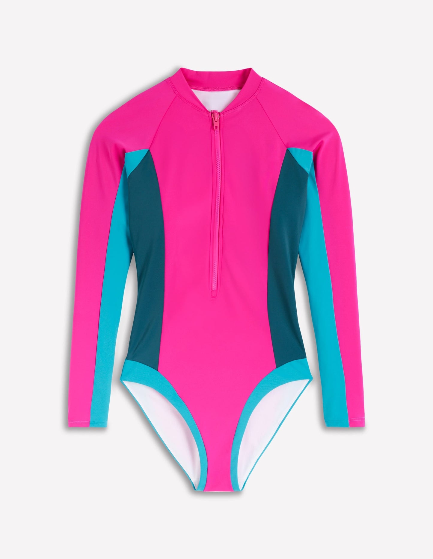 Rash Guard Swimsuit-Pink, Colourblock