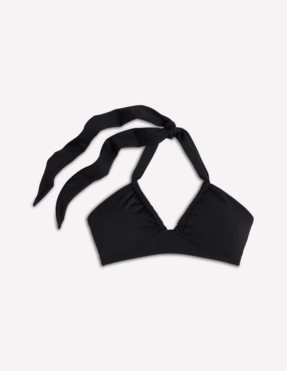 Minori Halter Tie Bikini Top-Black