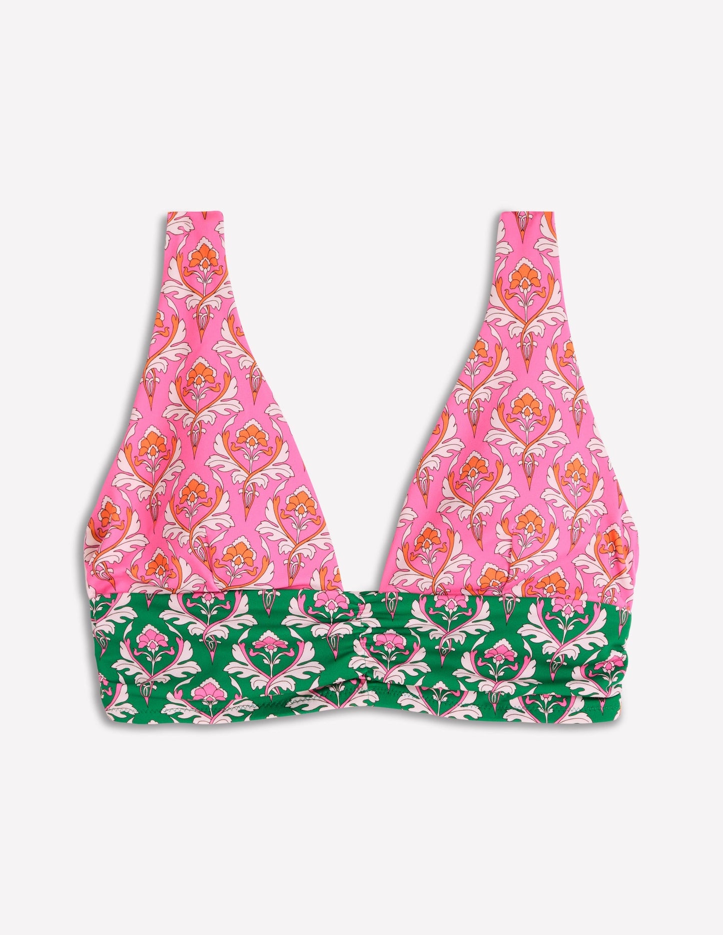 Mykonos Deep V Bikini Top-Multi, Ornamental Stamp