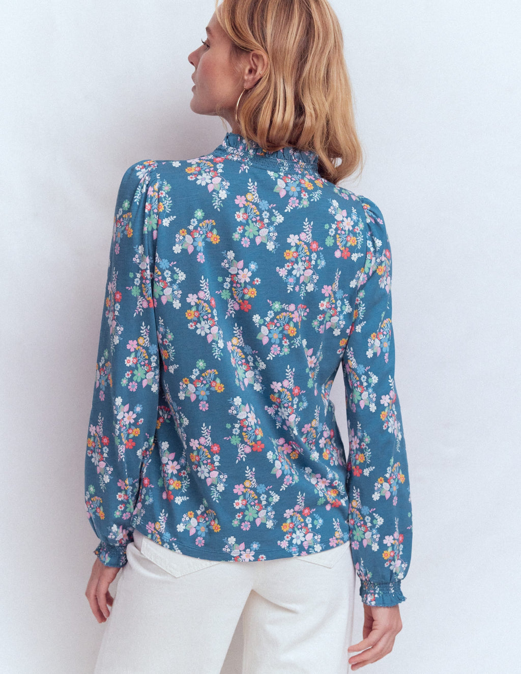 Effie Smocked Detail Shirt-Blossom Cluster
