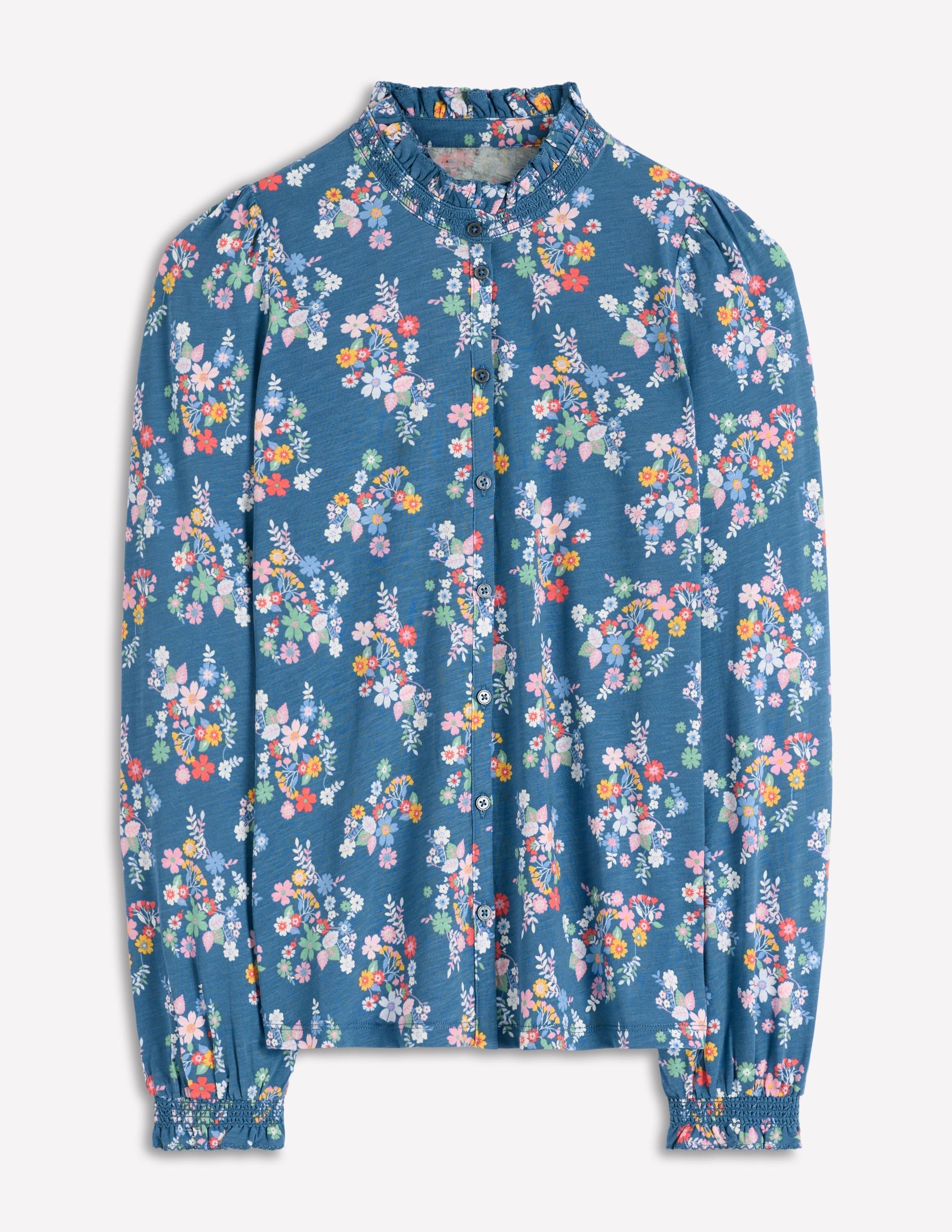 Effie Smocked Detail Shirt-Blossom Cluster