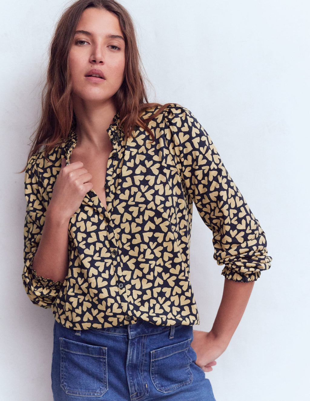 Effie Smocked Detail Shirt-Heart Scatter