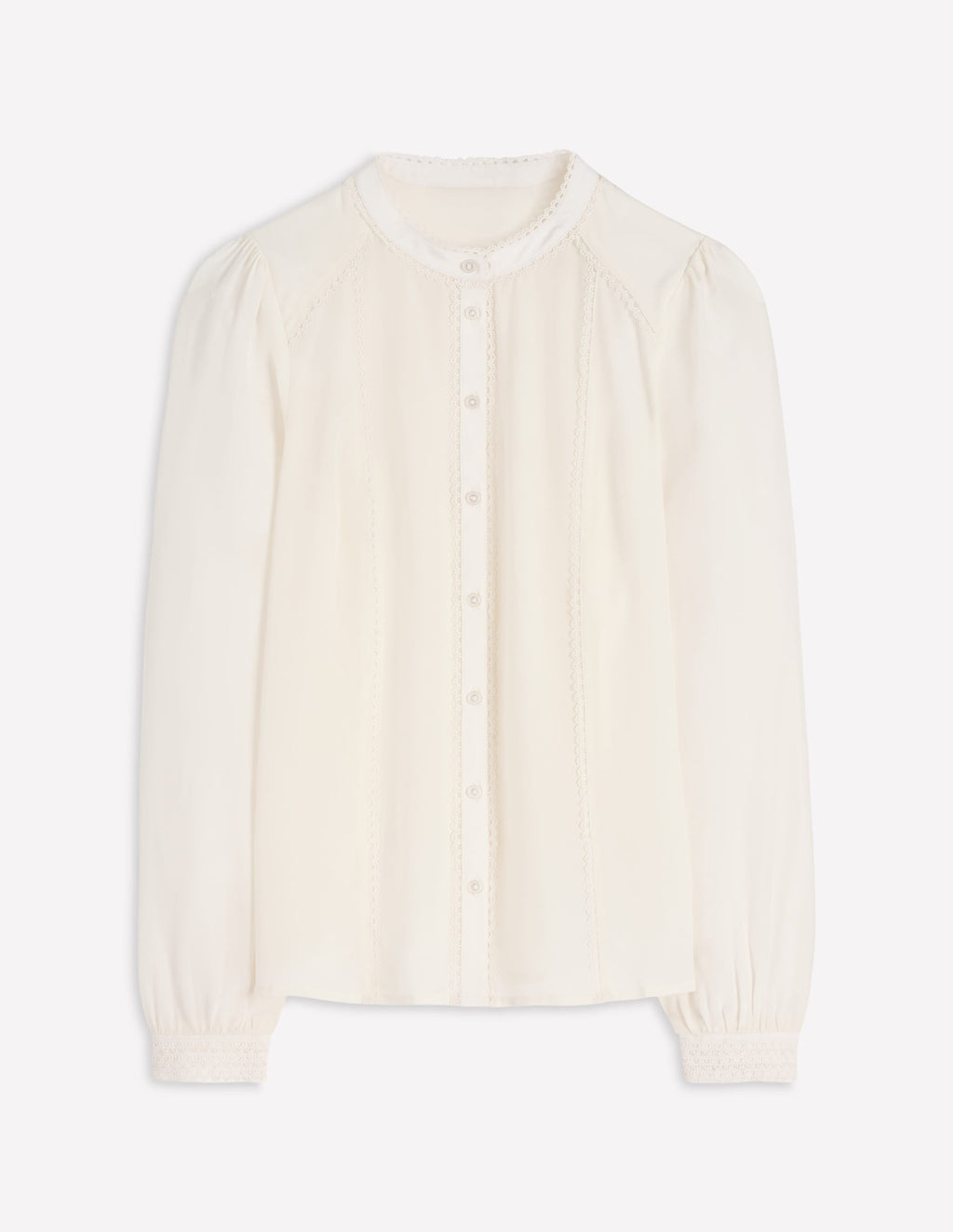 Rhea Trim Detail Silk Top-Ivory