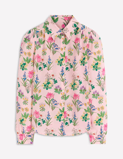 Sara Silk Shirt-French Pink, Delicate Blossom