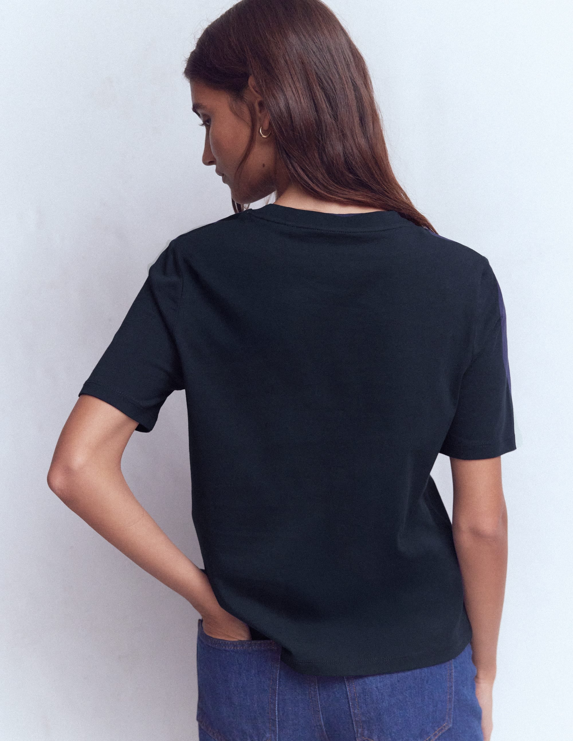 Cotton Crew Neck T-shirt-Navy