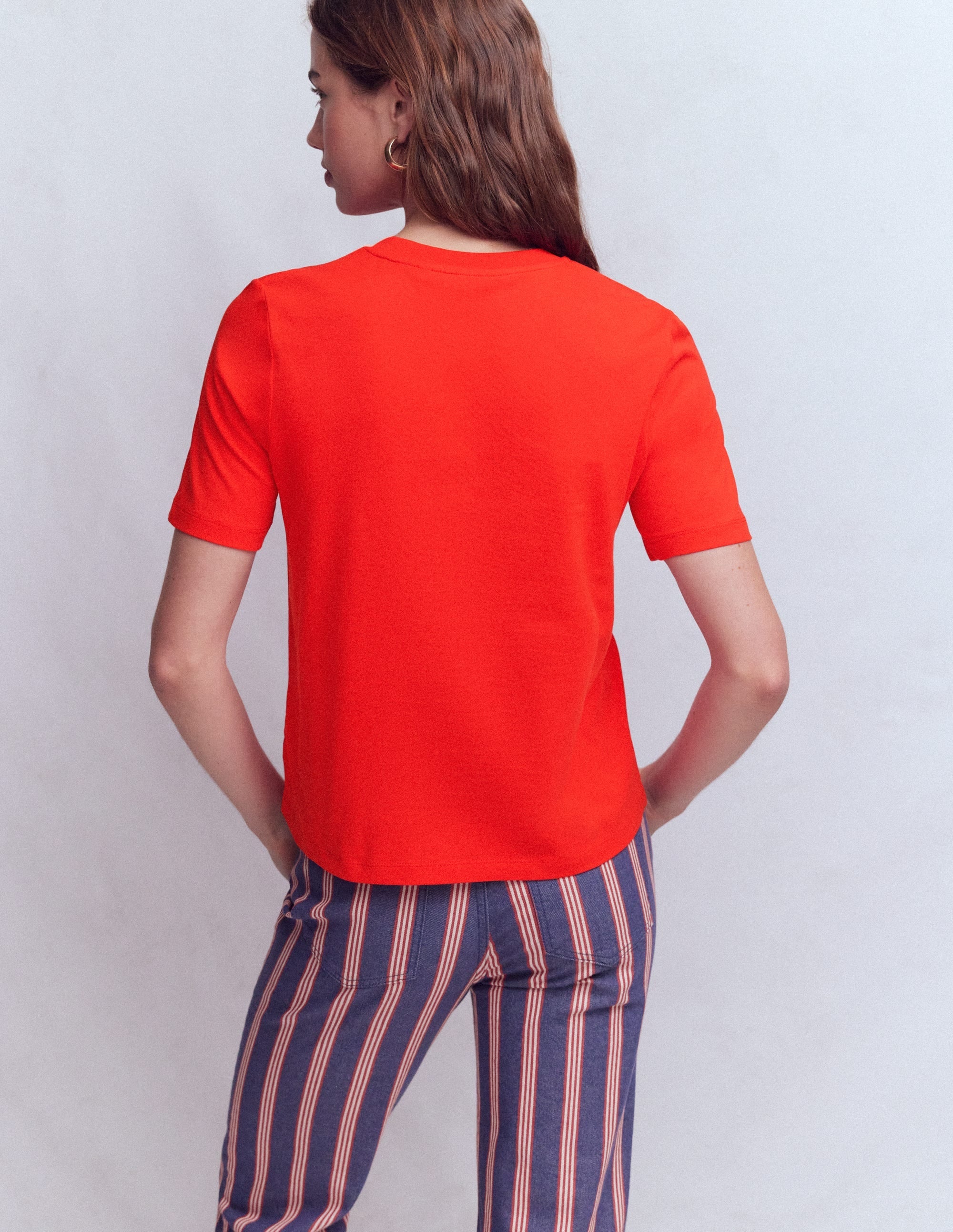 Cotton Crew Neck T-shirt-Red