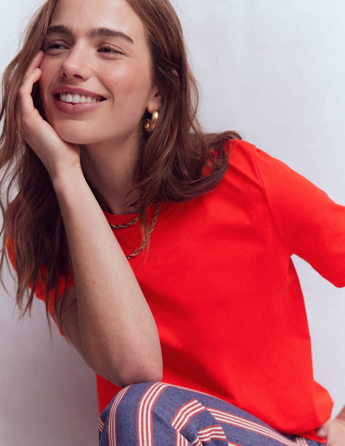 Cotton Crew Neck T-shirt-Red