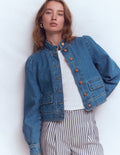 Topstitch Denim Jacket-Mid Wash, Denim