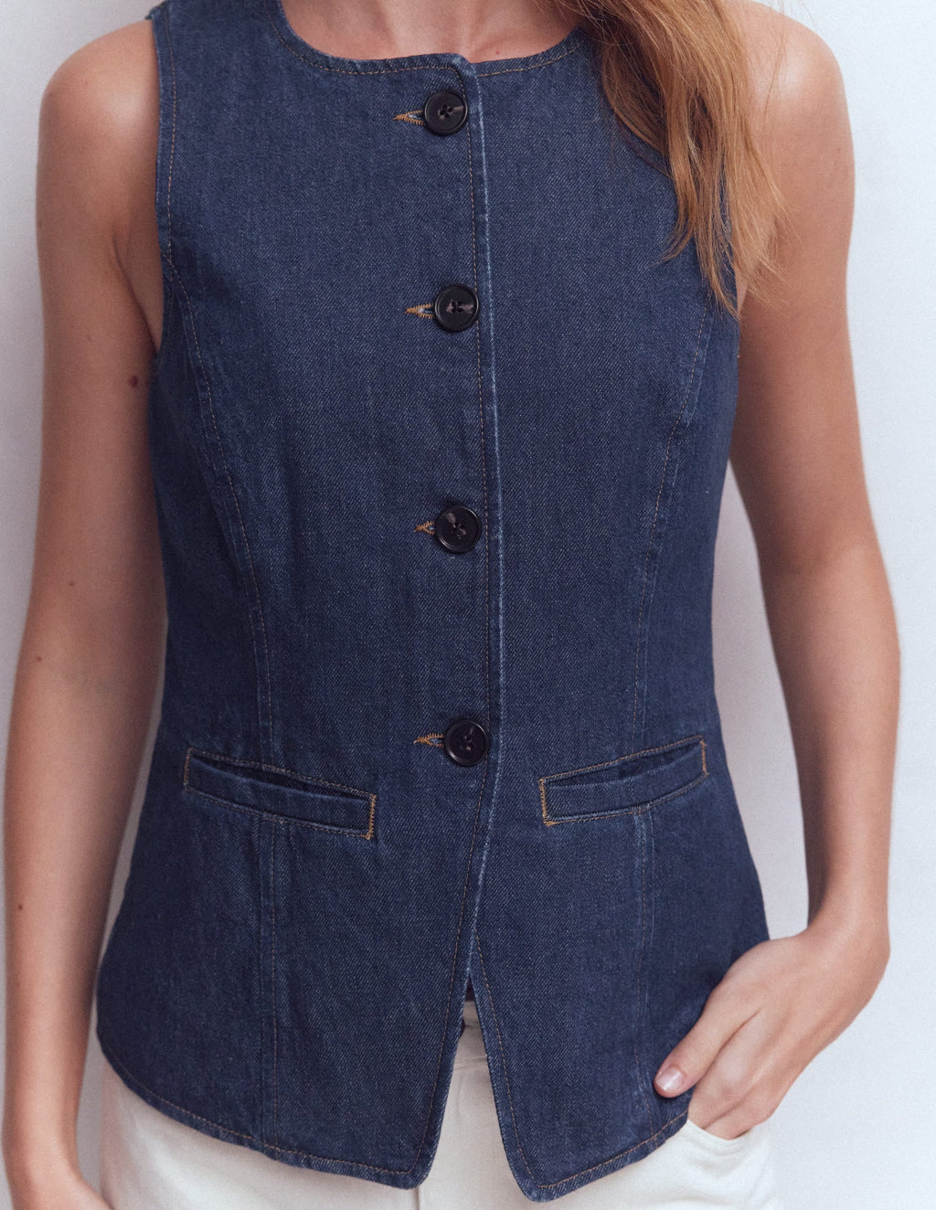 Denim Waistcoat-Indigo Denim