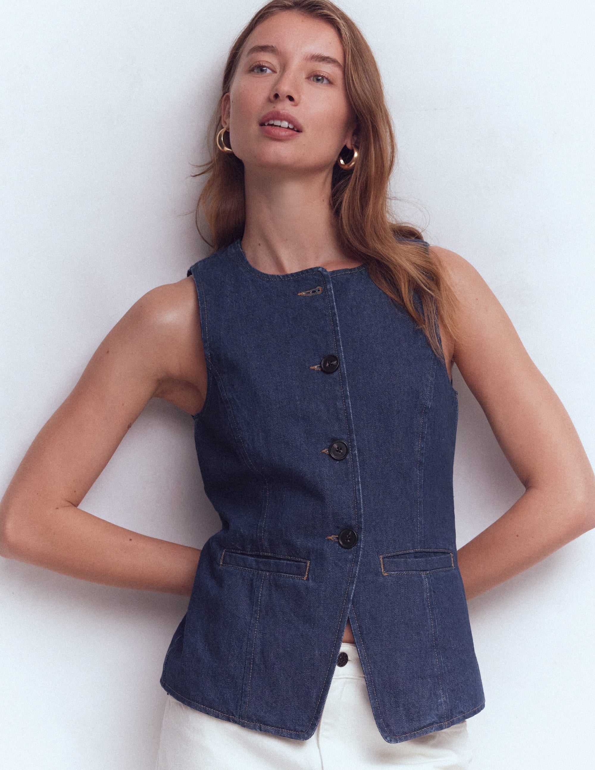 Denim Waistcoat-Indigo Denim
