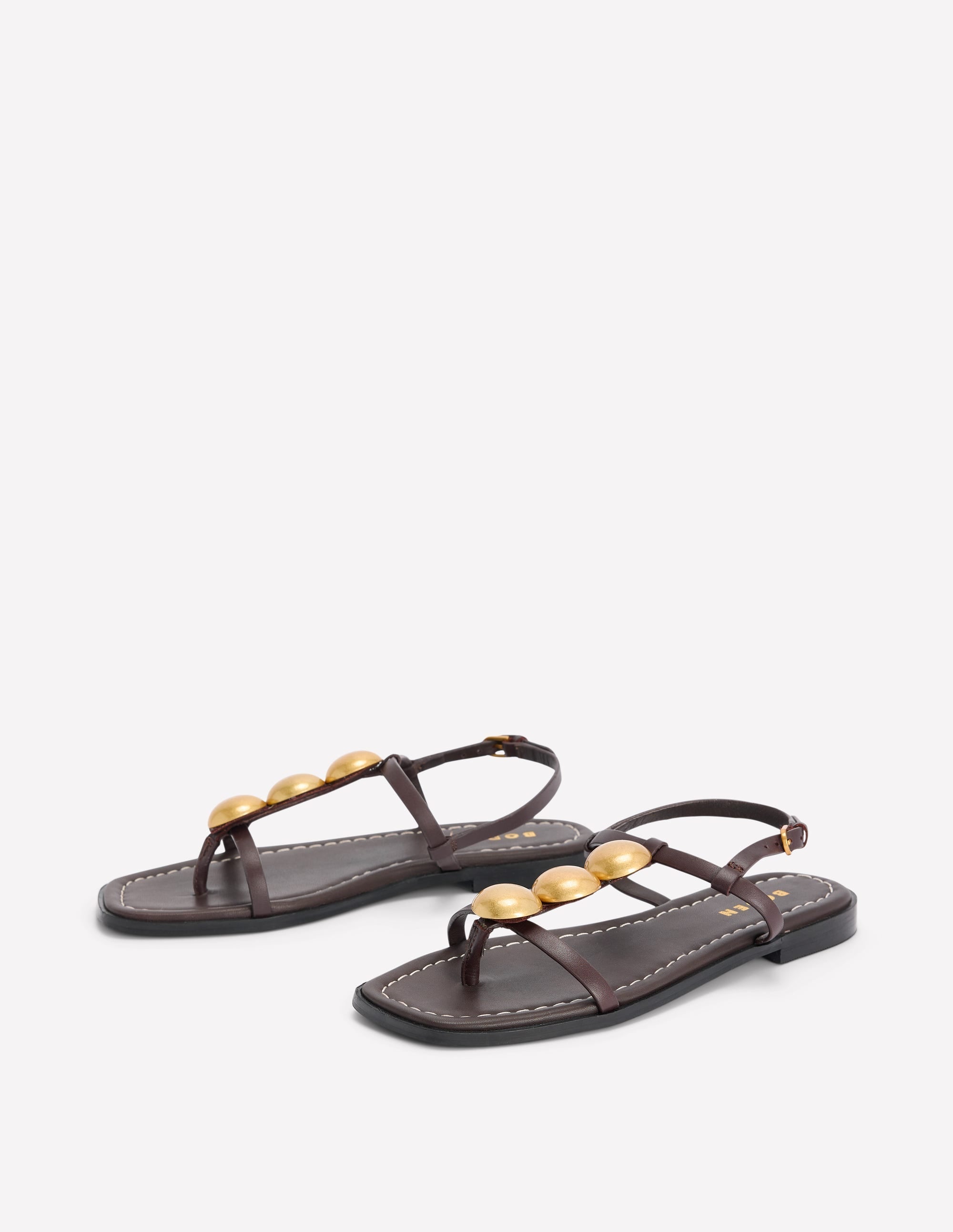 Disc Flat Sandals-Dark Chocolate