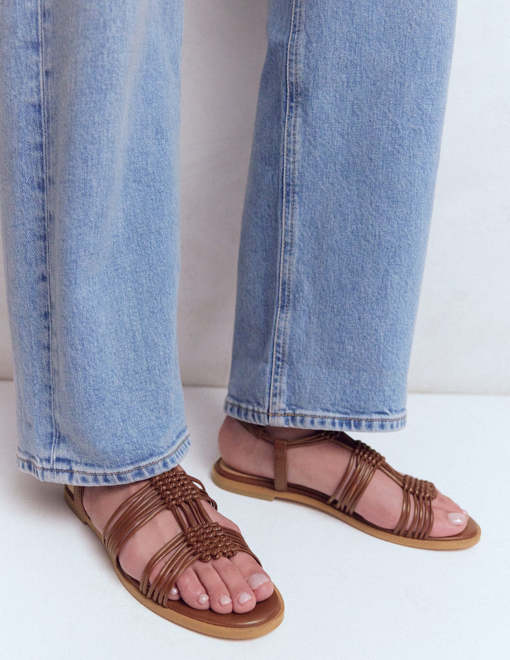 Multi Strap Knot Sandal-Tan