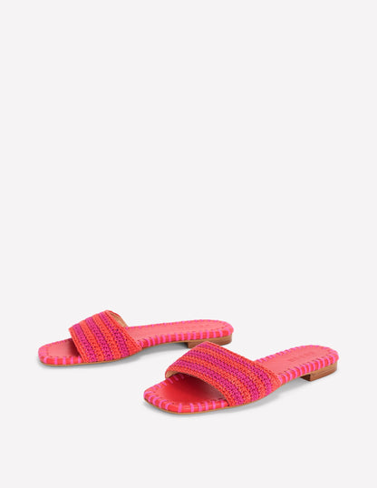 Trim Detail Flat Sandal-Pink Peony/Orange Stripe