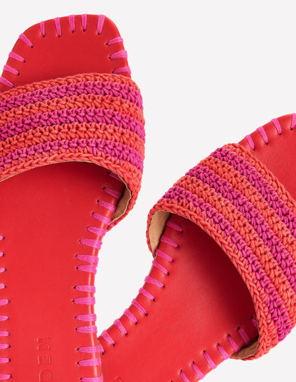 Trim Detail Flat Sandal-Pink Peony/Orange Stripe
