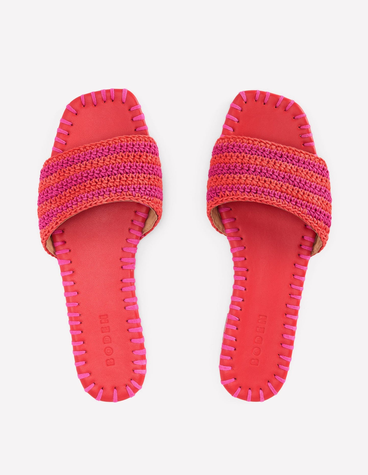 Trim Detail Flat Sandal-Pink Peony/Orange Stripe