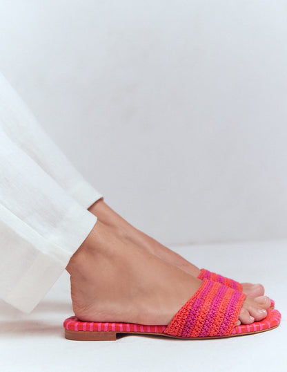 Trim Detail Flat Sandal-Pink Peony/Orange Stripe