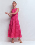Silvia Boned Bodice Maxi Dress-Pink Punch Lace