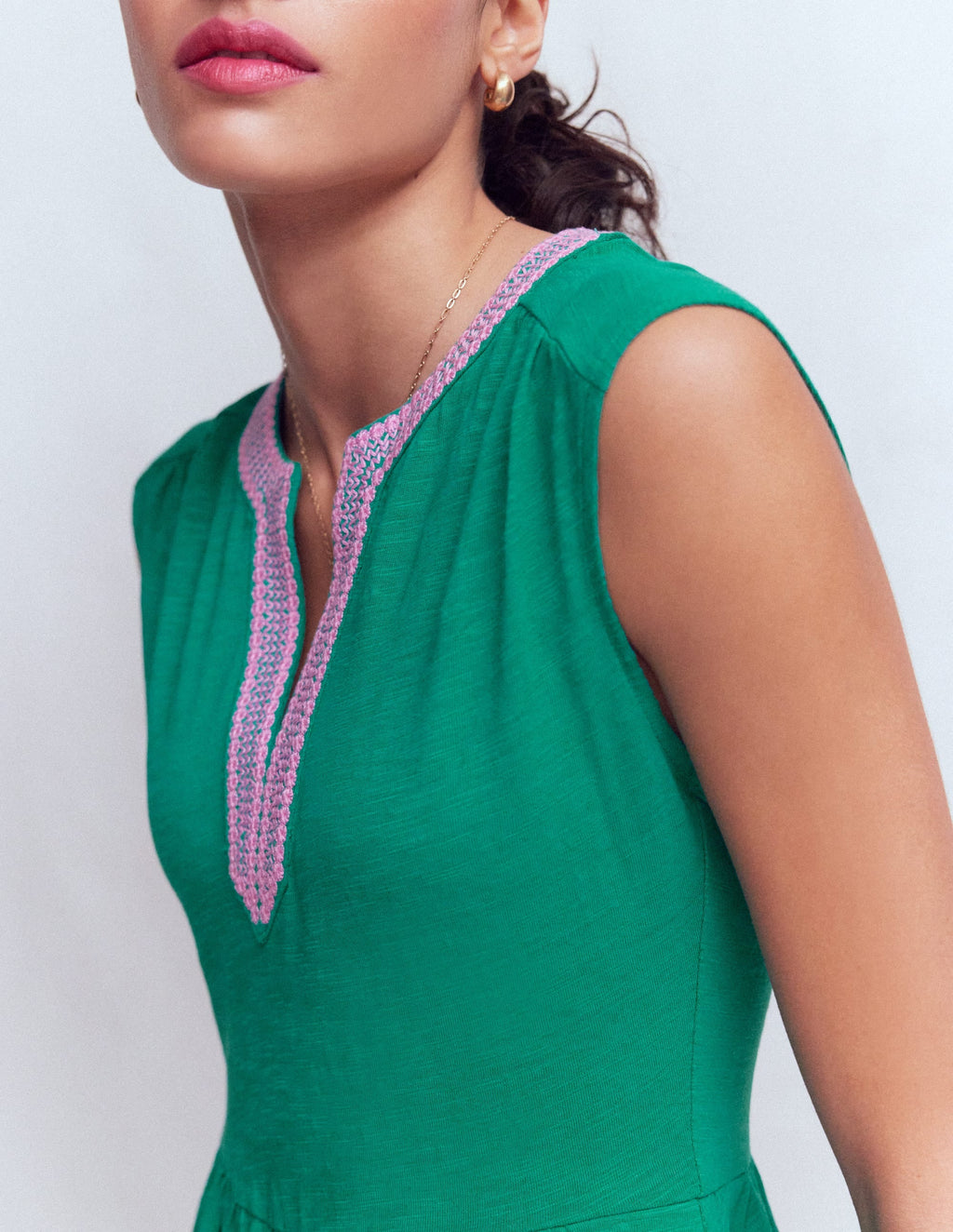 May Embroidered Short Dress-Deep Teal