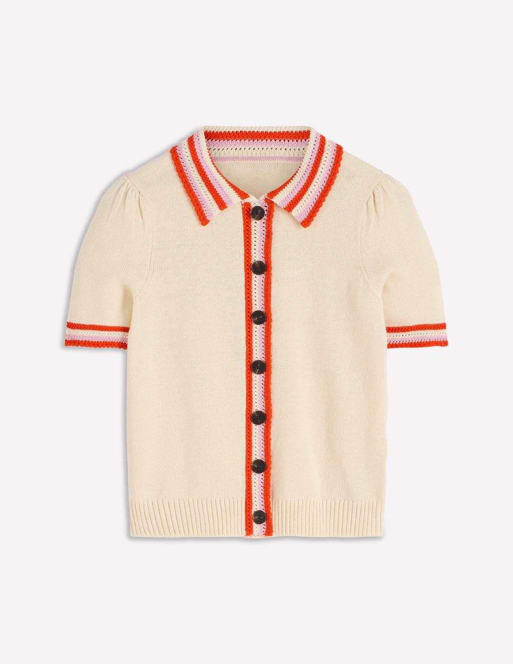 Saffron Crochet Trim Cardigan-Ivory