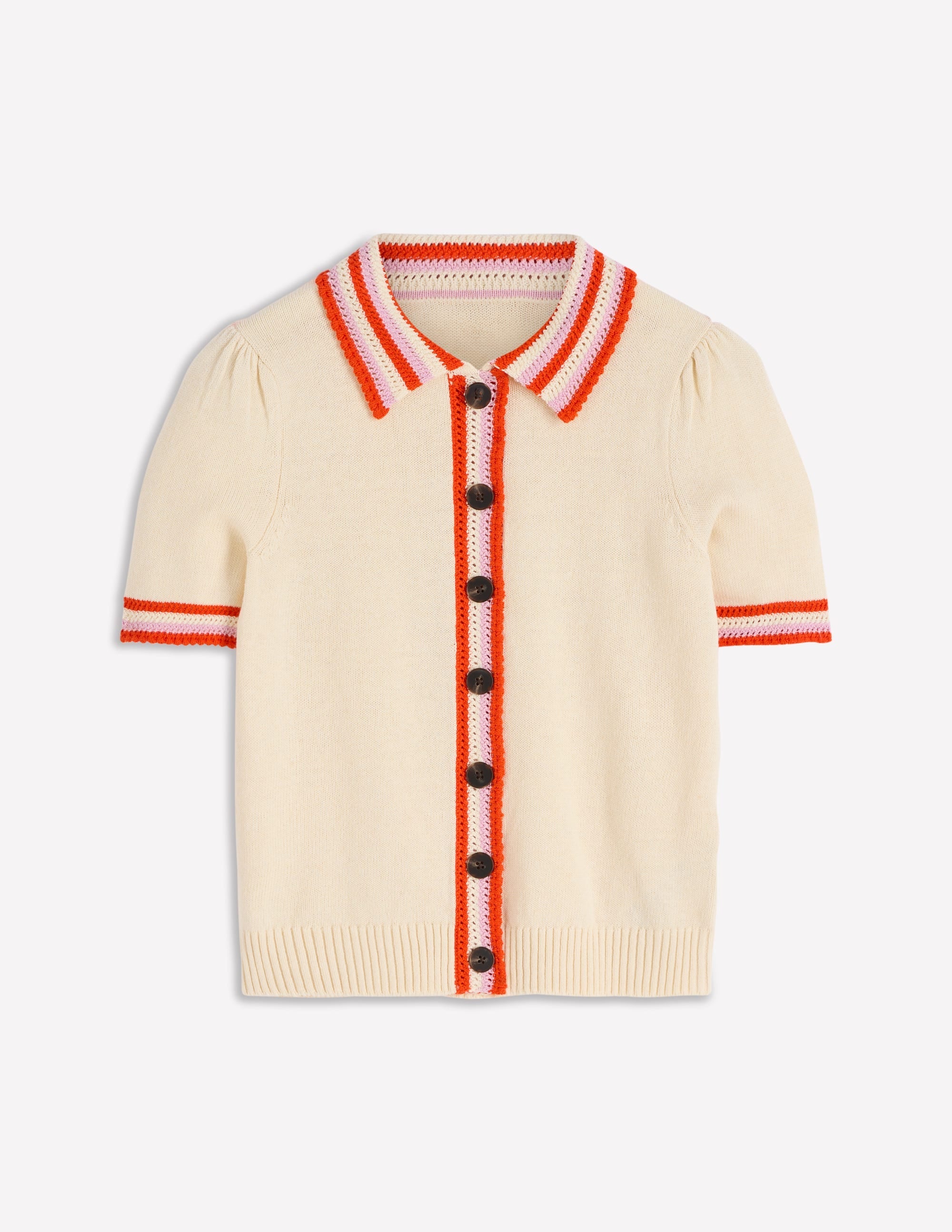 Saffron Crochet Trim Cardigan-Ivory