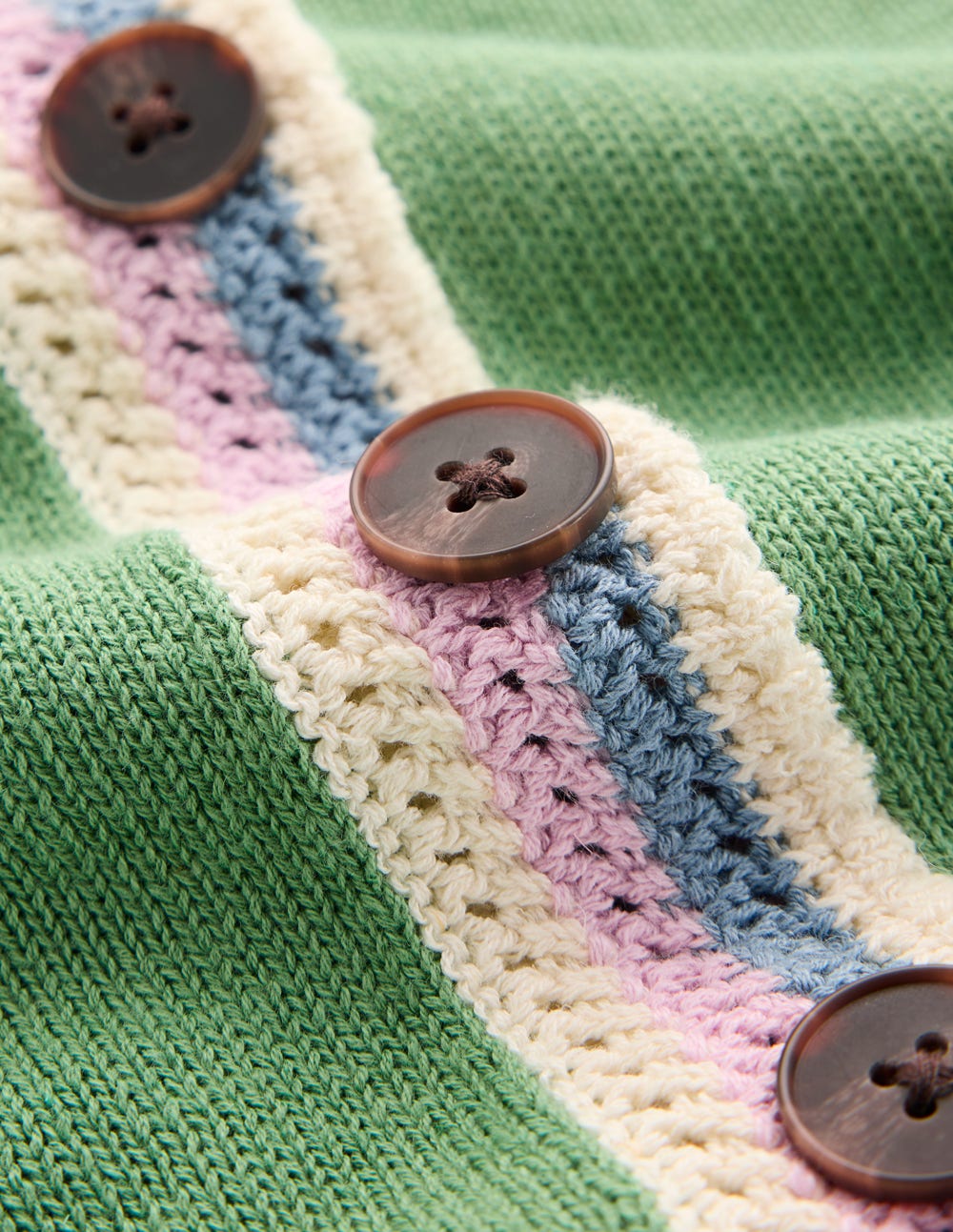 Saffron Crochet Trim Cardigan-Green