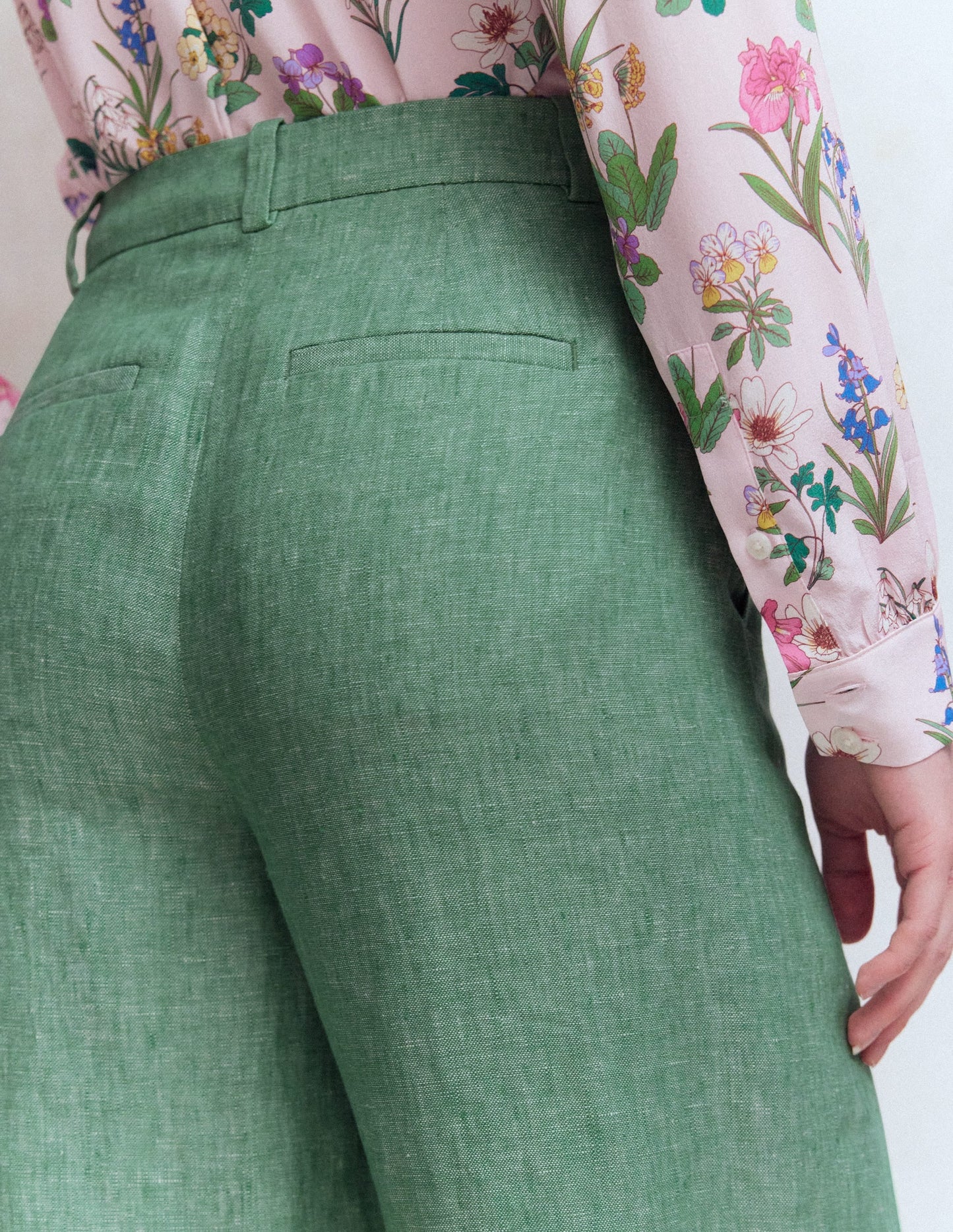 Belgravia Linen Pants-Aloe Green Chambray