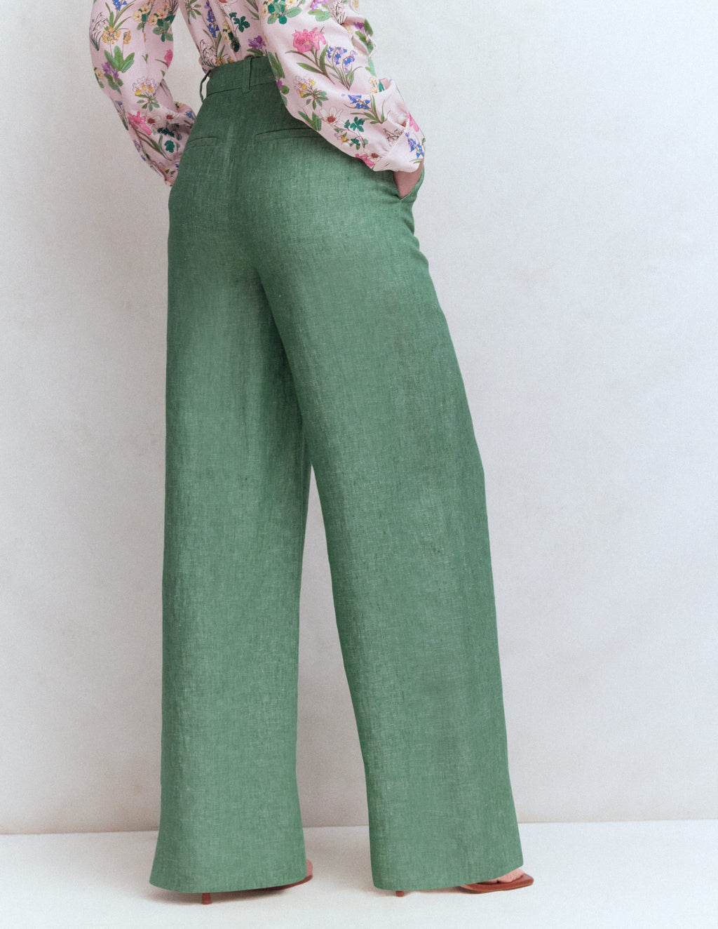 Belgravia Linen Pants-Aloe Green Chambray