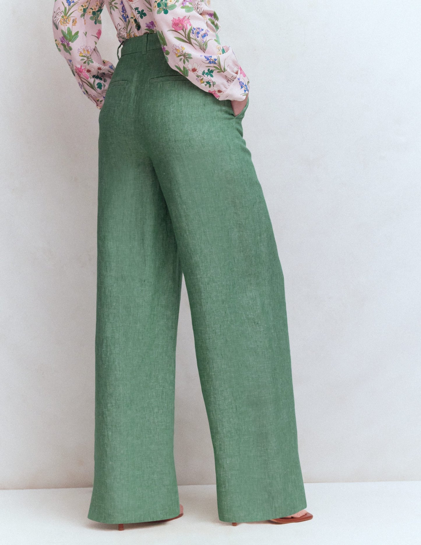 Belgravia Linen Pants-Aloe Green Chambray