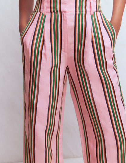 Kensington Linen Pants-Pink and Green Stripe