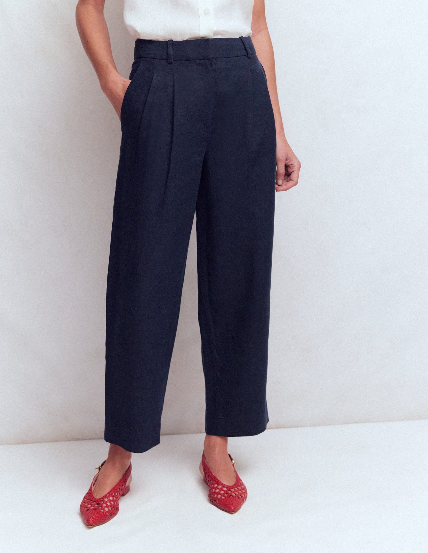 Bloomsbury Linen Pants-Navy