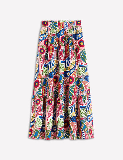 Abigail Poplin Maxi Skirt-Multi, Enchanted Paisley