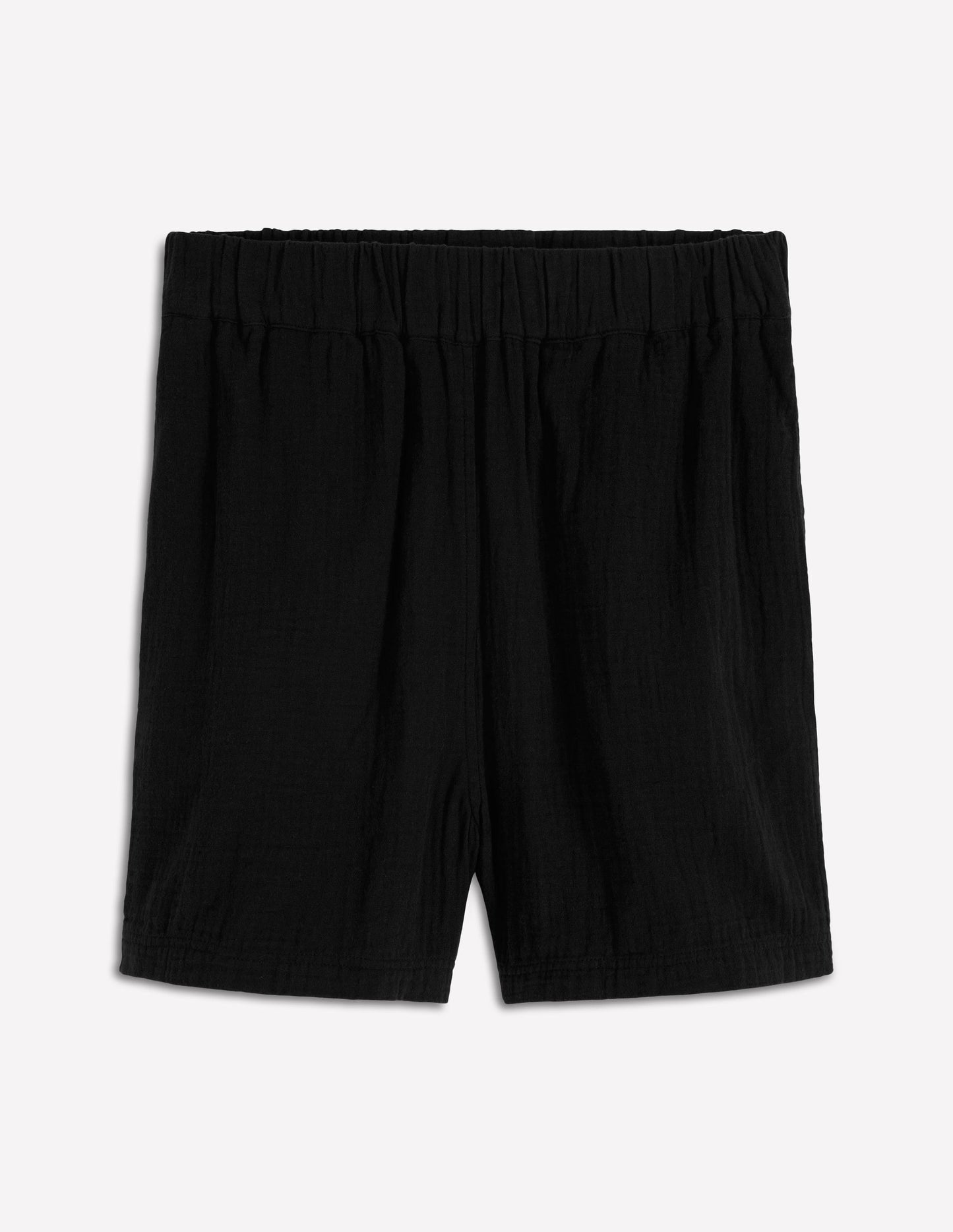 Pull On Double Cloth Shorts-Black