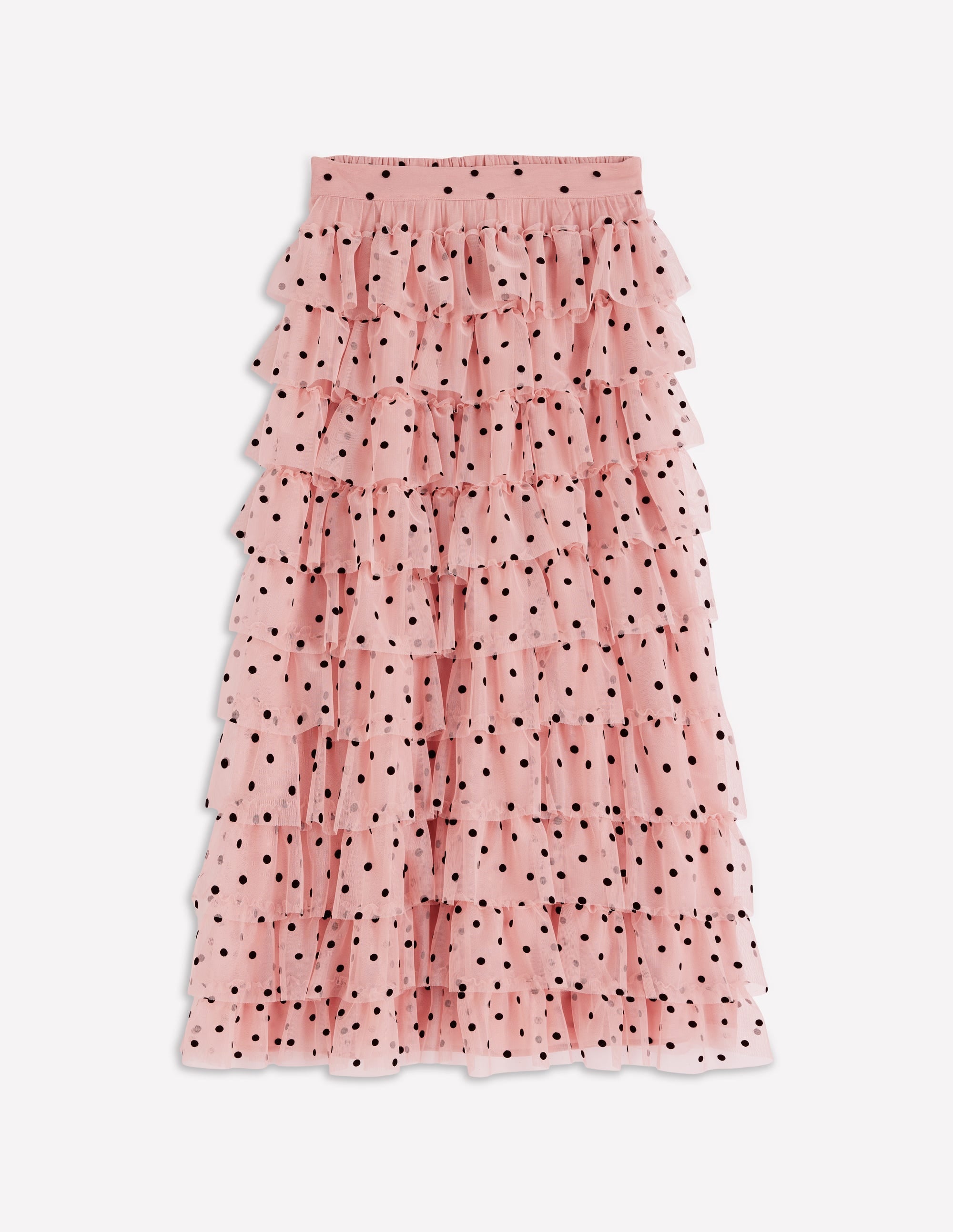 Tulle Tiered Skirt-Pink Painted Dot