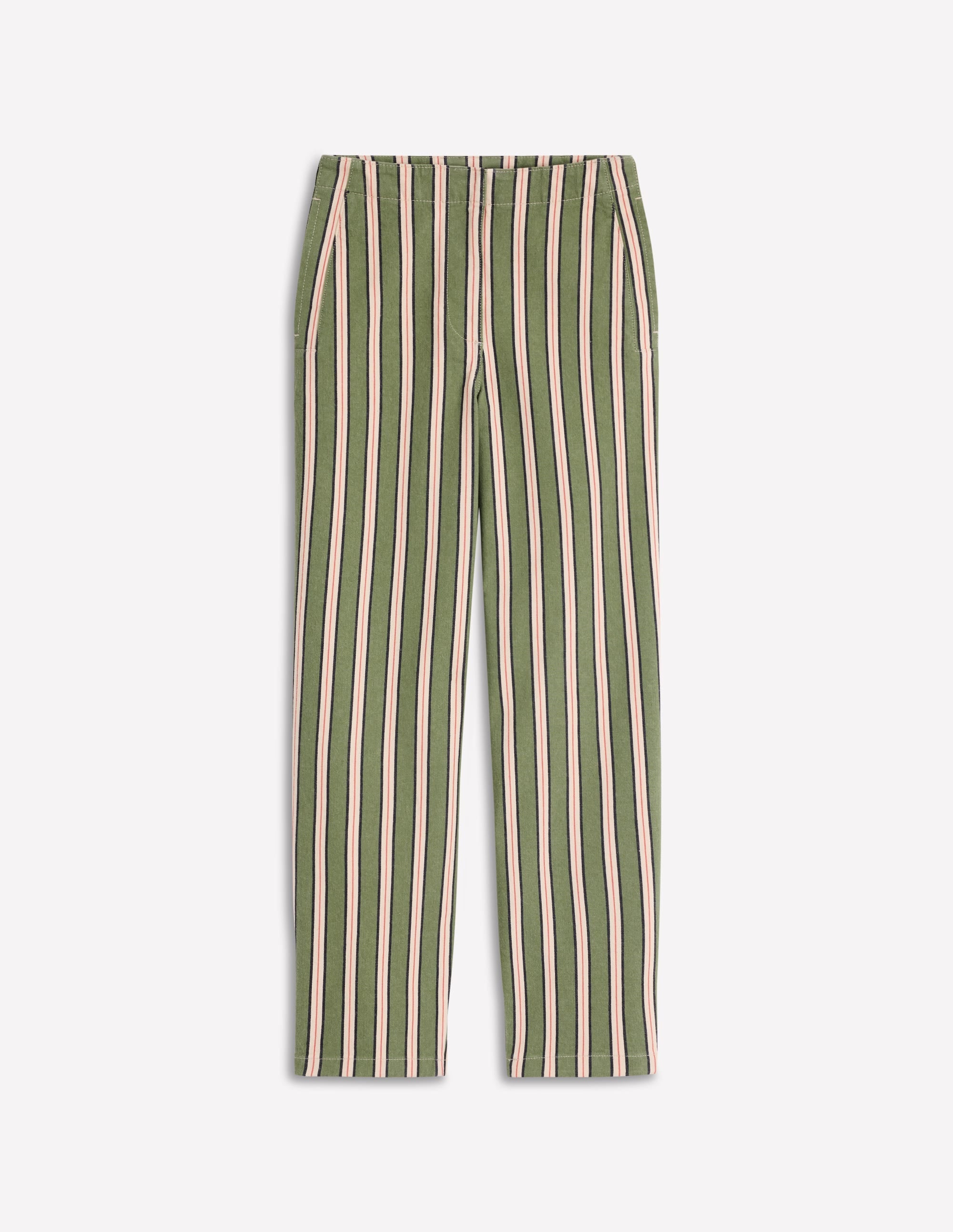Barrel Leg Chino Pants-Green, Navy, Pink Stripe