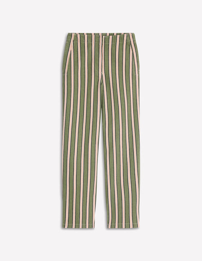 Barrel Leg Chino Pants-Green, Navy, Pink Stripe